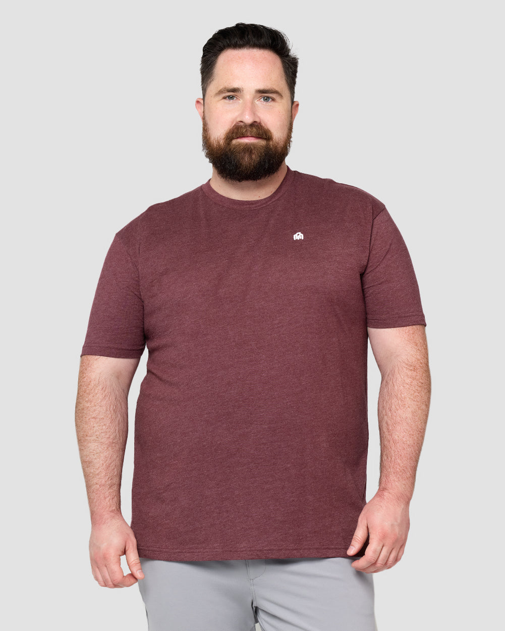 Basic Tee - Branded-Heather Maroon-Front--Model---M-Plus