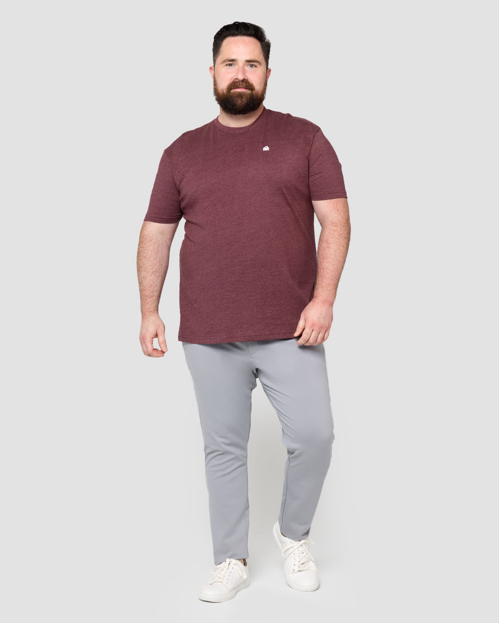 Basic Tee - Branded-Heather Maroon-Full--Model---M-Regular