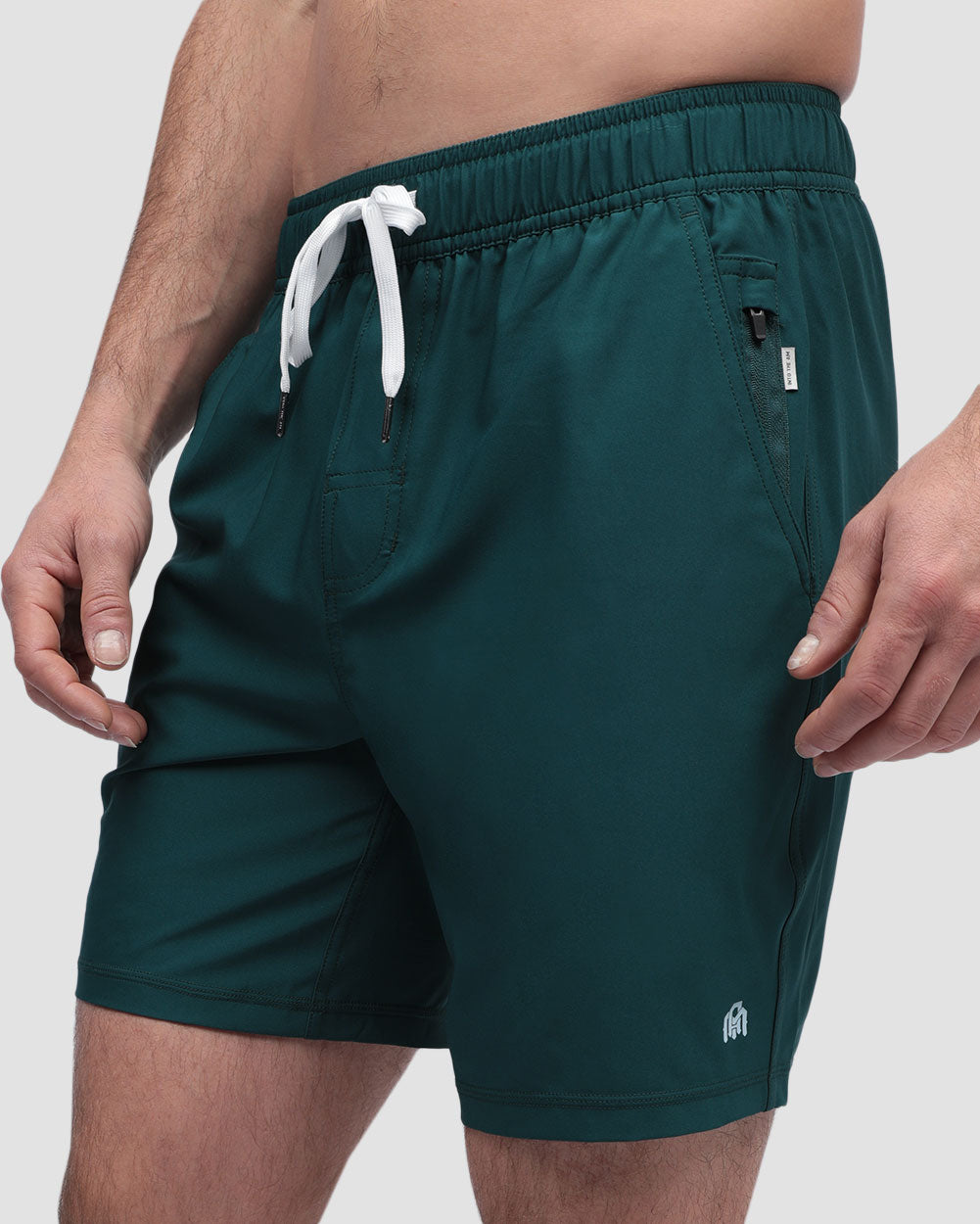 Active Shorts - Branded-Dark Teal-Front 2--Alex---M