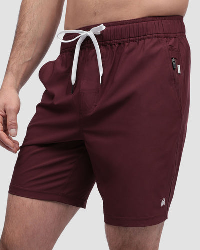 Active Shorts - Branded-Maroon-Regular-Front--Model---L