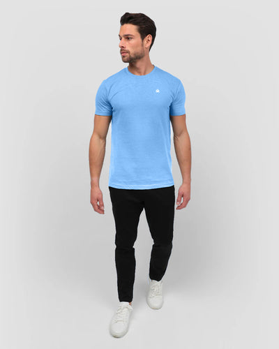 Basic Tee - Branded-Heather Columbia Blue-Tall-Regular-Full--Model---L