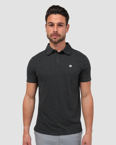 Polo - Branded-Charcoal-Front--Model---M-Regular