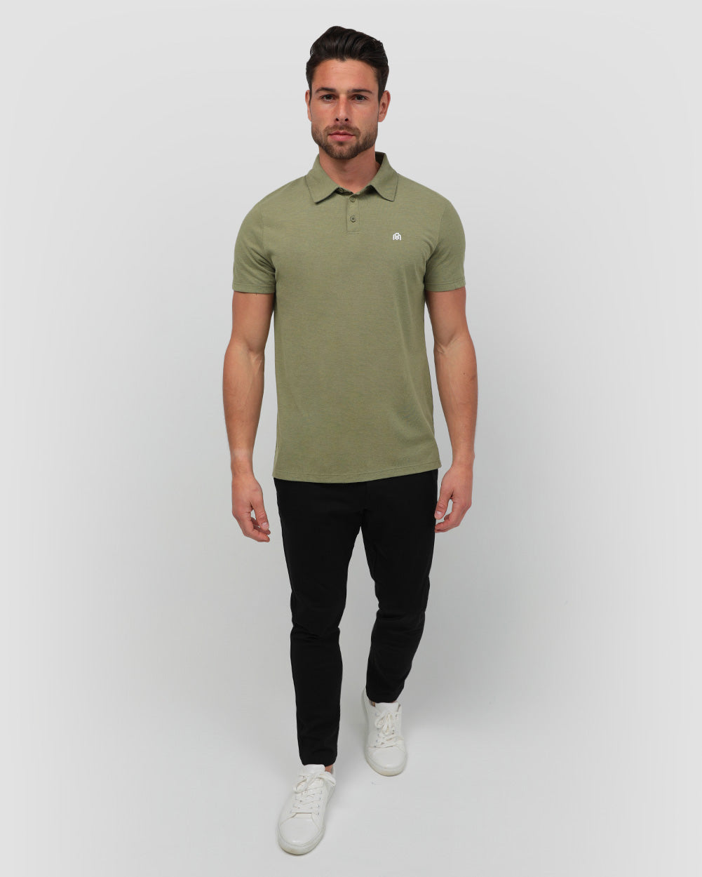 Polo - Branded-Olive Green-Full--Model---M-Regular