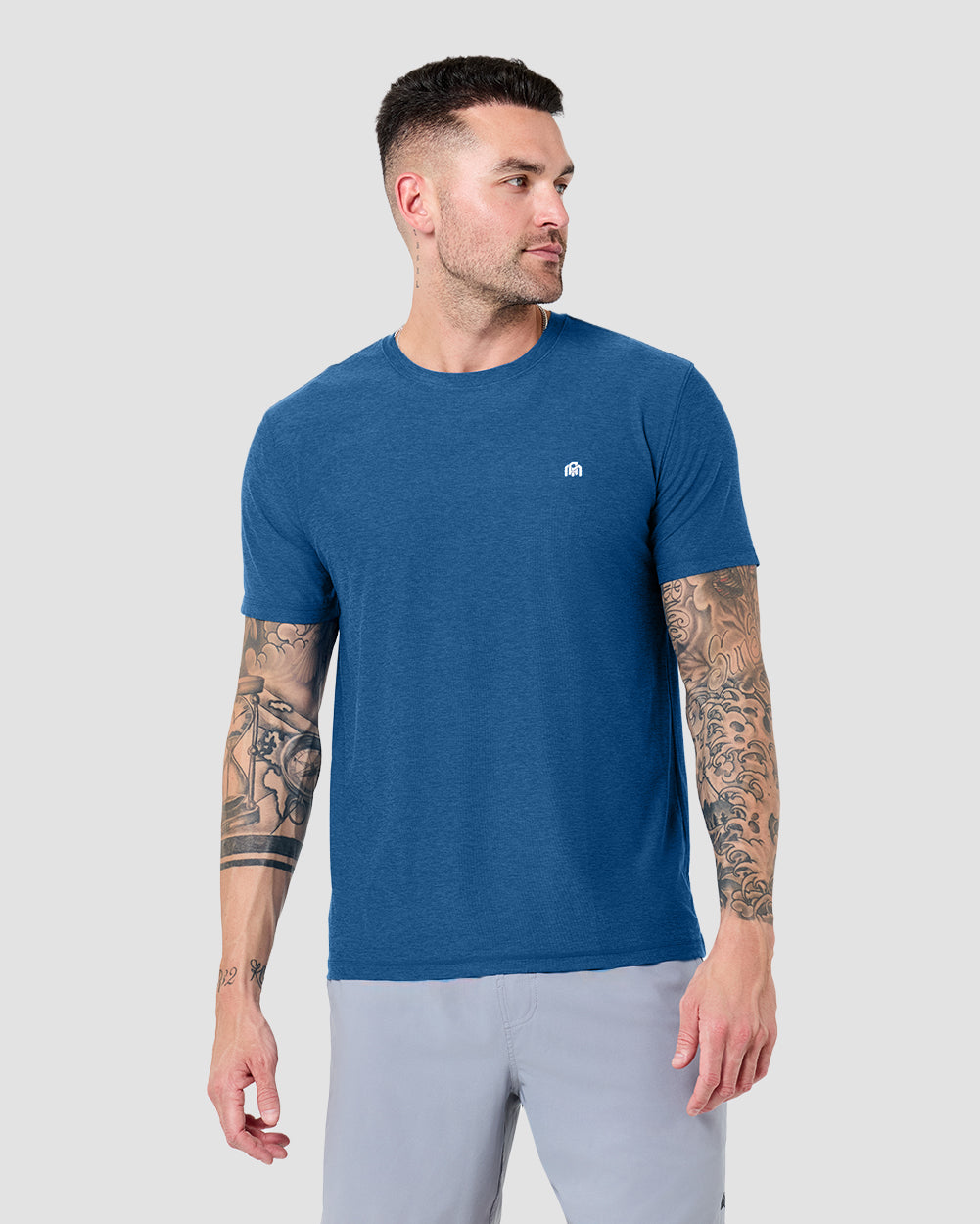 Active Tee-Cool Blue-Reg-Regular-Front--Model---L