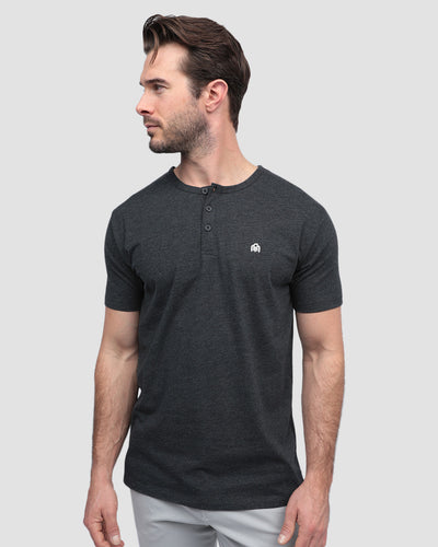 Henley Tee - Branded-Charcoal-Regular-Front--Model---Size