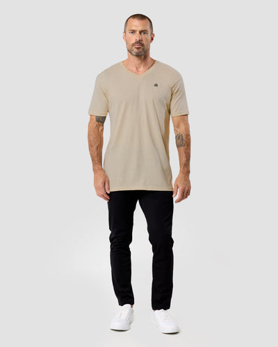 V-Neck Tee - Branded-Cream-Regular-Full--Zac---L