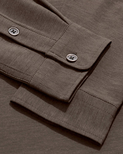 Long Sleeve Button Up-Brown-Detail