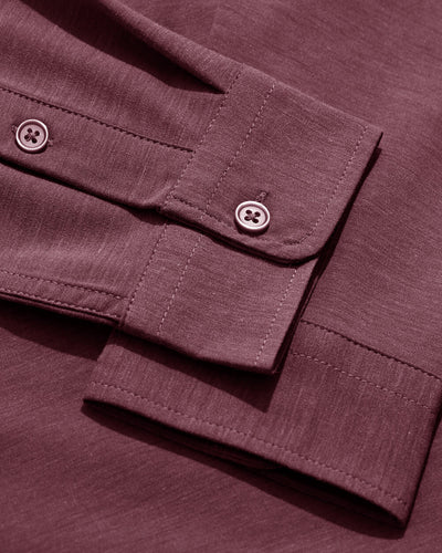 Long Sleeve Button Up-Maroon-Macro 1
