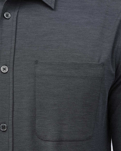 Long Sleeve Button Up-Black Heather-Detail4