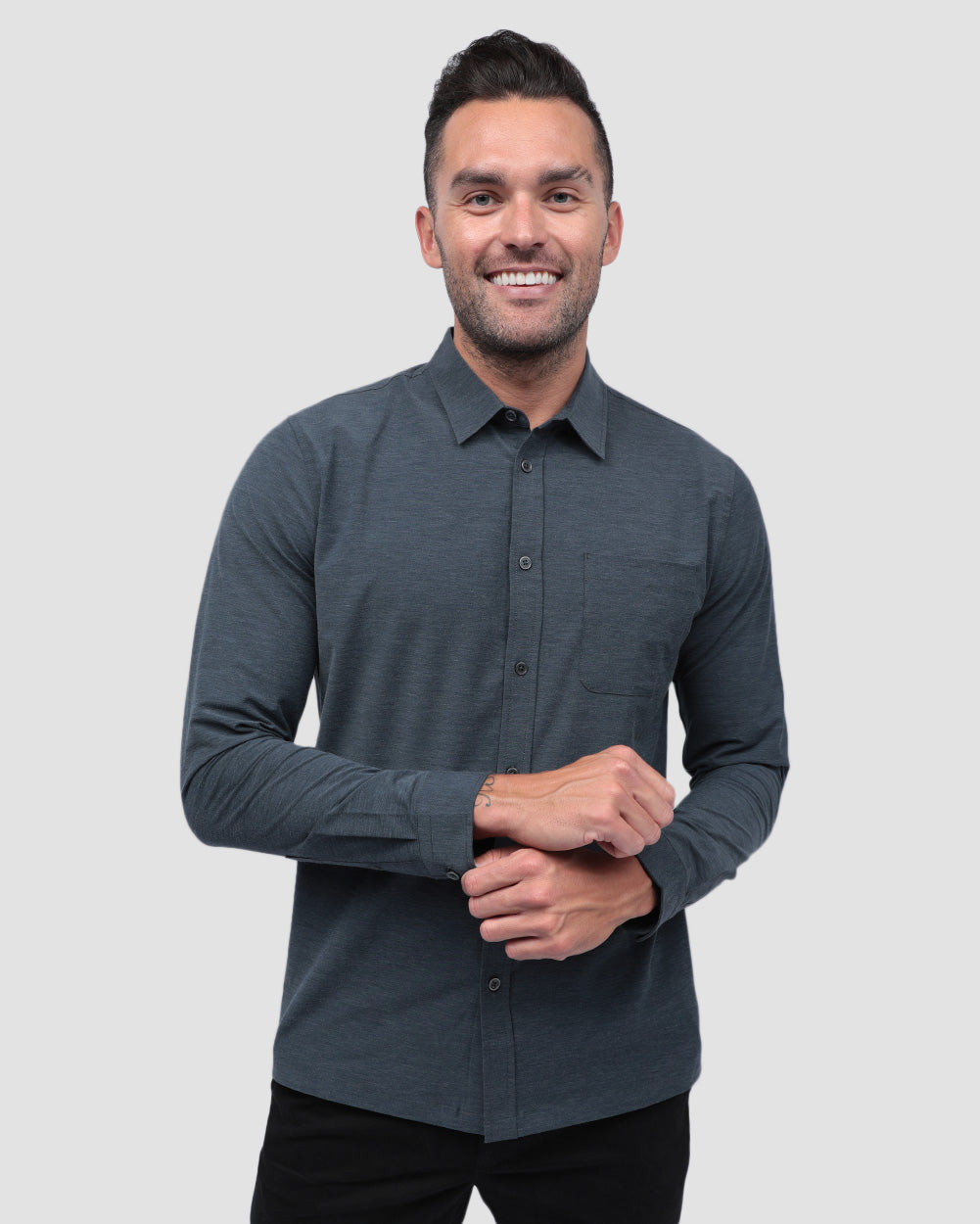 Long Sleeve Button Up-Navy-Front--Zach---L