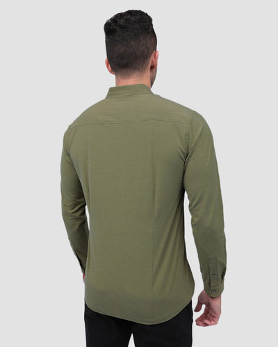 Long Sleeve Button Up-Olive Green-Back--Zach---L