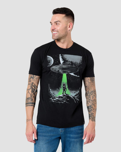 Cosmic Arrival Glow-in-the-Dark Tee-Black-Regular-Front--Model---L