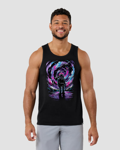 Cosmic Surge Tank-Black-Regular-Front--Model---L