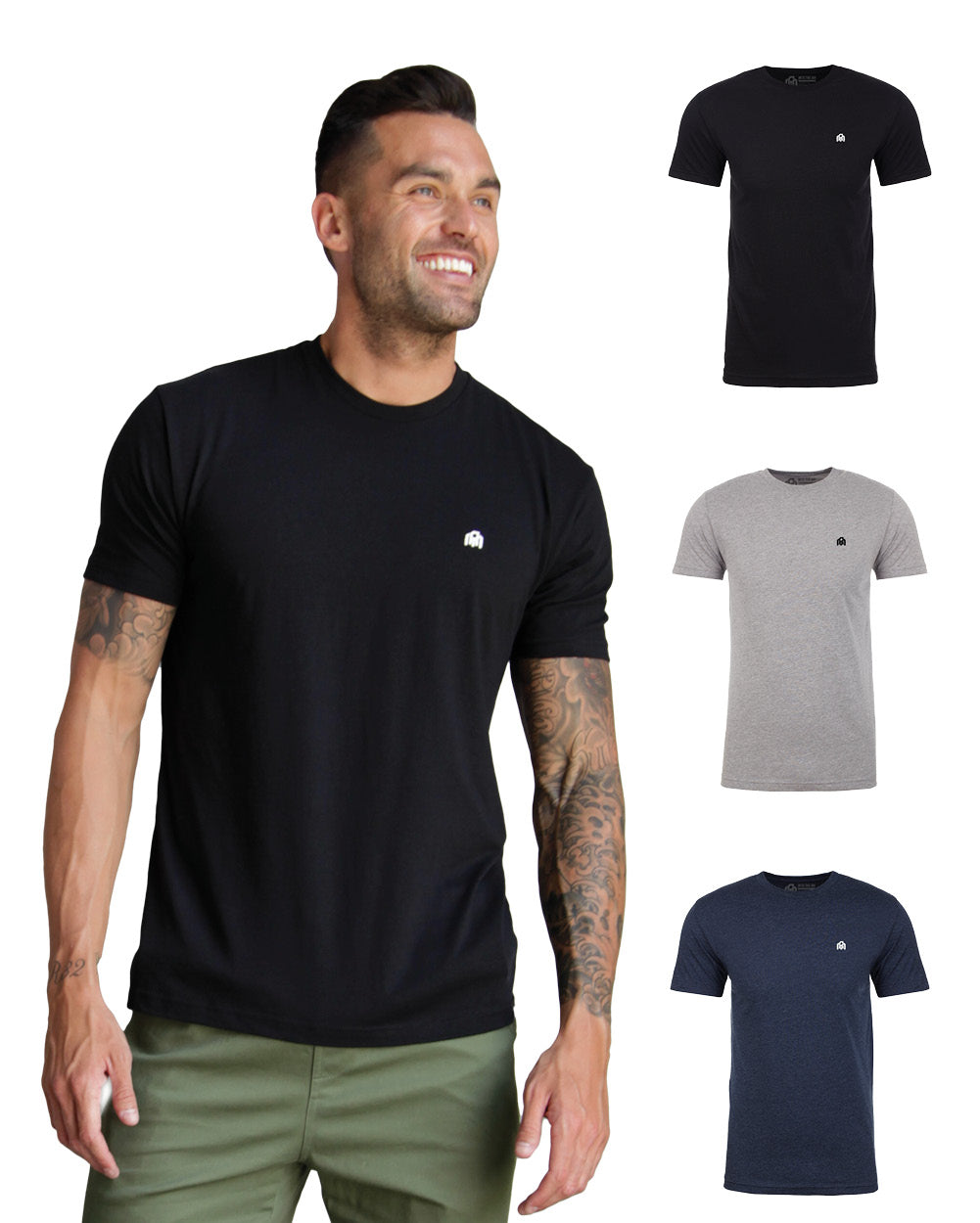 Branded Basic Tee 3-Pack-Black/Grey/Navy