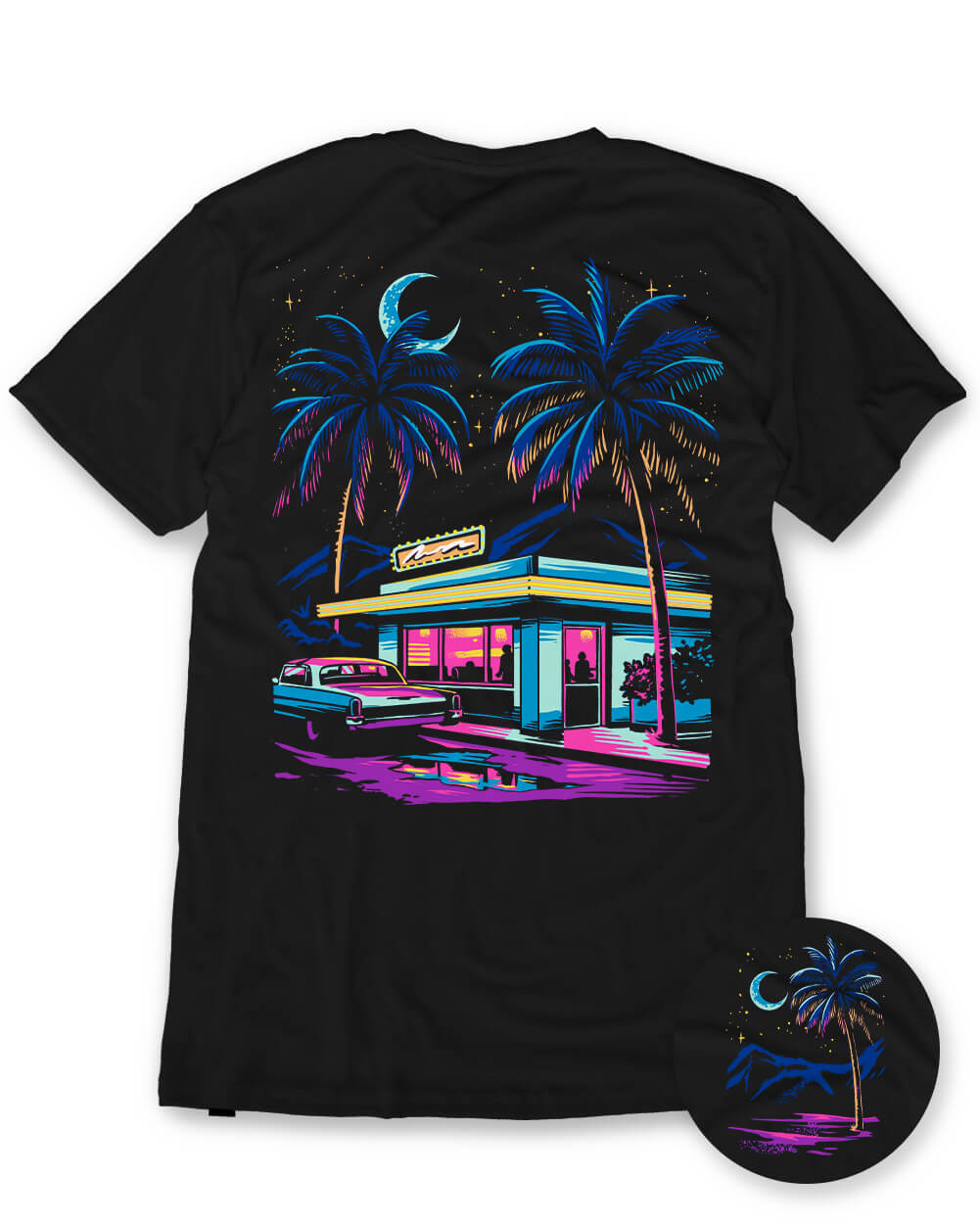 Diner Dreams Tee-Black-Regular-Mock--Model---L