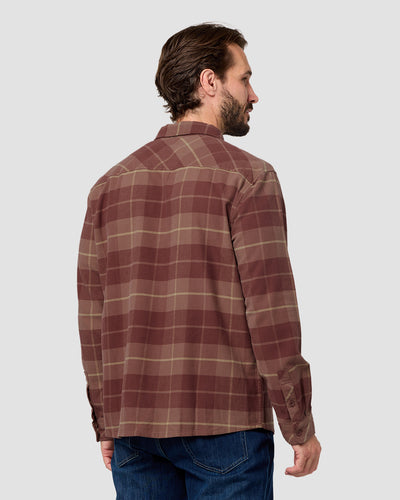 Fairbanks Flannel-Brick Plaid-Regular-Back--Model---L