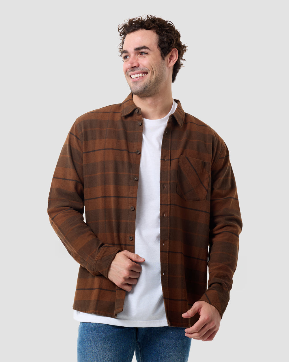 Fairbanks Flannel-Brown-Regular-Front--Model---L