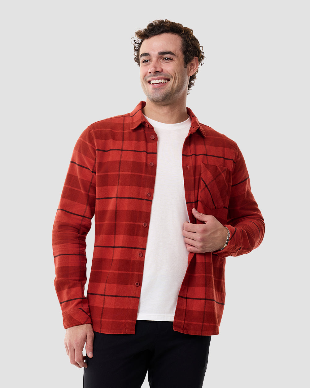Fairbanks Flannel-Dark Red-Regular-Front--Model---L