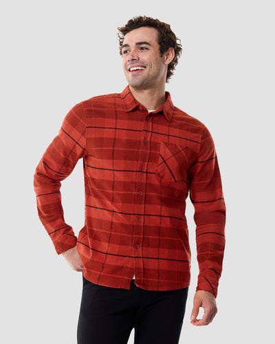 Fairbanks Flannel-Dark Red-Regular-Front--Model---L