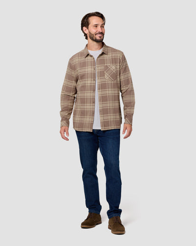 Fairbanks Flannel-Tan Two-Color Plaid-Regular-Full--Model---L