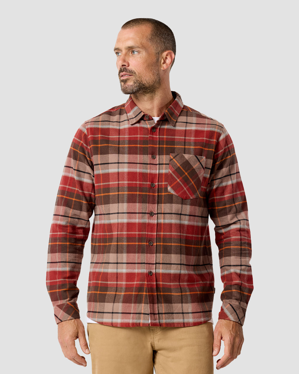 Fairbanks Flannel-Rusty Red Multi-Regular-Front--Model---L