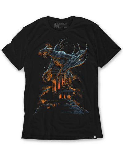 Fiery Guardian Tee-Black-Regular-Mock--Model---L