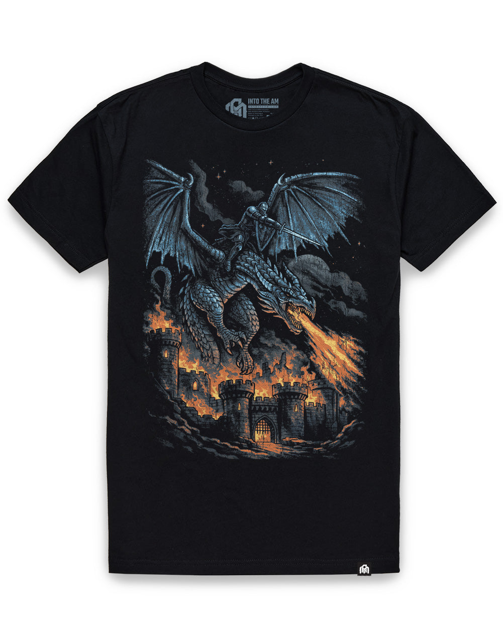 Fire Reign Tee-Black-Regular-Mock--Model---L