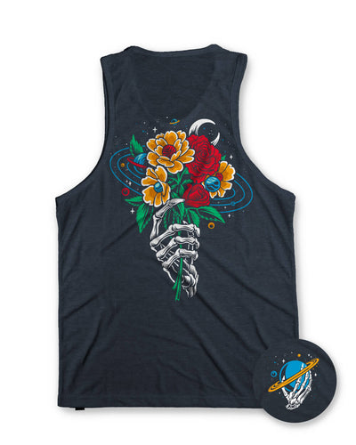 Floral Orbit Tank-Navy-Regular-Mock--Model---L