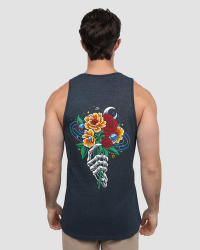 Floral Orbit Tank-Navy-Regular-Back--Model---L
