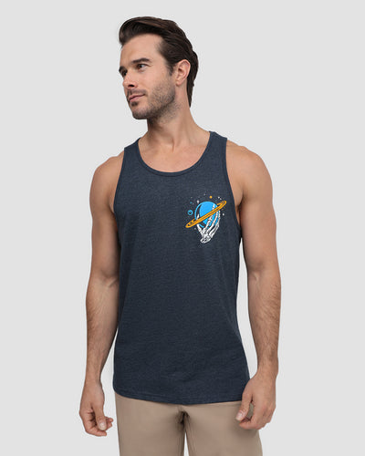 Floral Orbit Tank-Navy-Regular-Front--Model---L