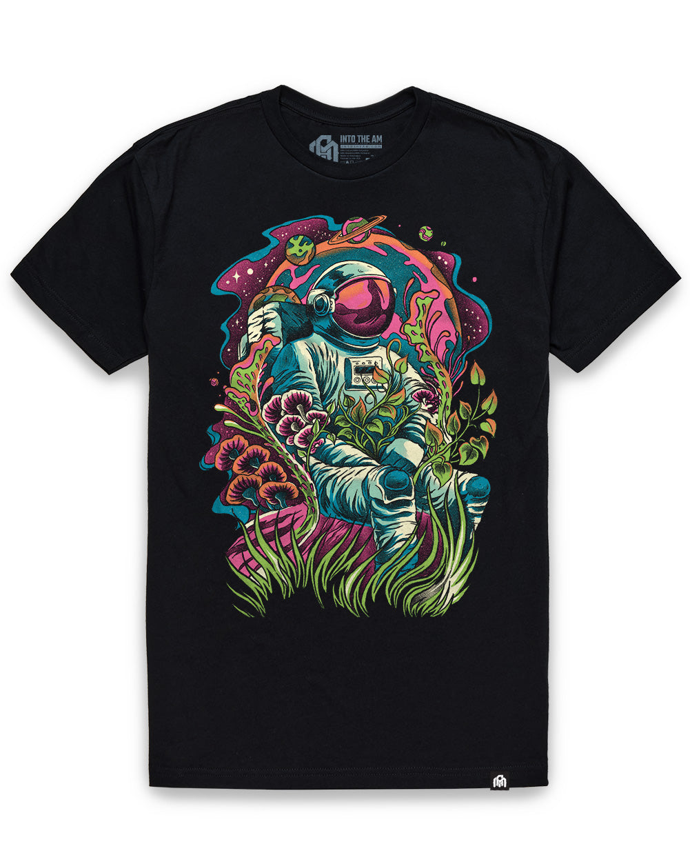 Galactic Jungle Tee-Black-Regular-Mock--Model---L