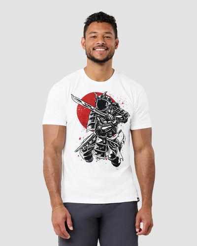 Galactic Warrior Tee-White-Regular-Front--Model---L