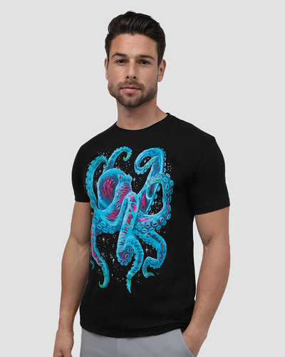 Gleaming Octo Glow-in-the-Dark Tee-Black-Regular-Front--Model---L