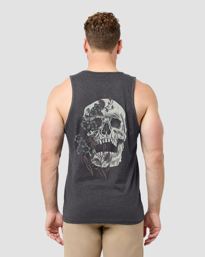 Bone Blossom Tank-Charcoal-Regular-Back--Model---L