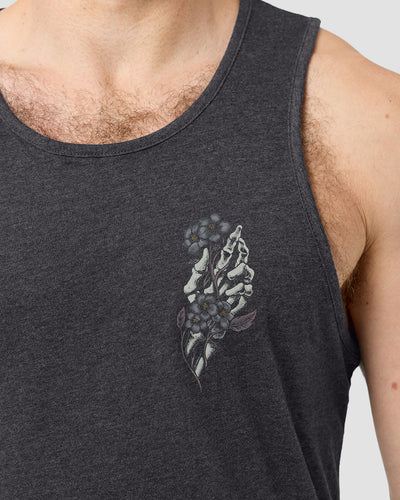 Bone Blossom Tank-Charcoal-Regular-Detail--Model---L