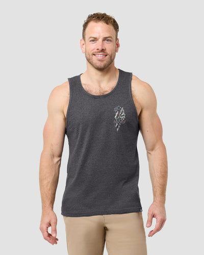 Bone Blossom Tank-Charcoal-Regular-Front--Model---L