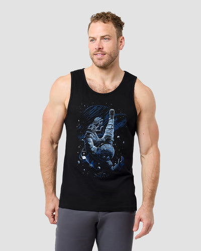 Cosmic Descent Tank-Black-Regular-Front--Model---L