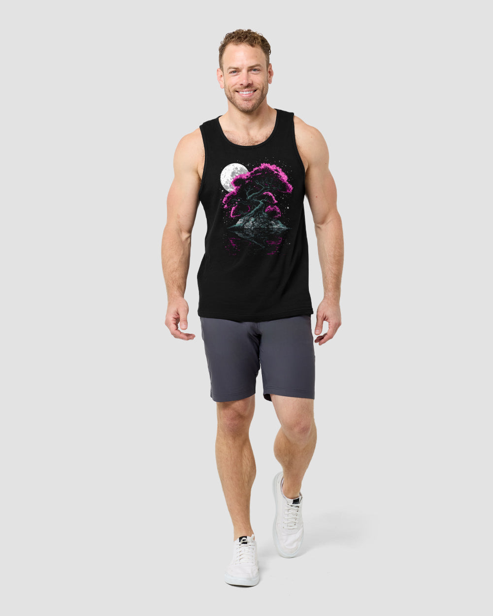 Midnight Bloom Tank-Black-Regular-Front--Model---L