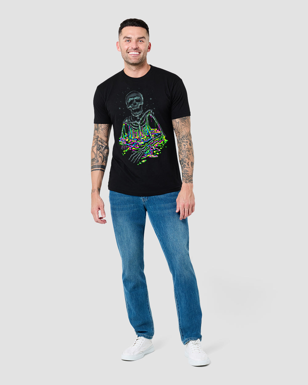 Acid Bones Glow-in-the-Dark Tee-Black-Regular-Full--Model---L