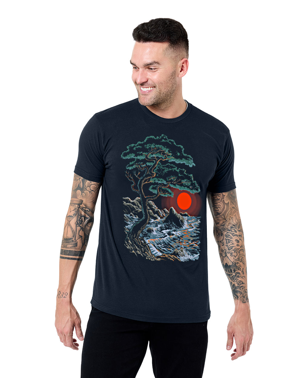 Crimson Coast Tee-Sueded Navy-Regular-Front--Model---L