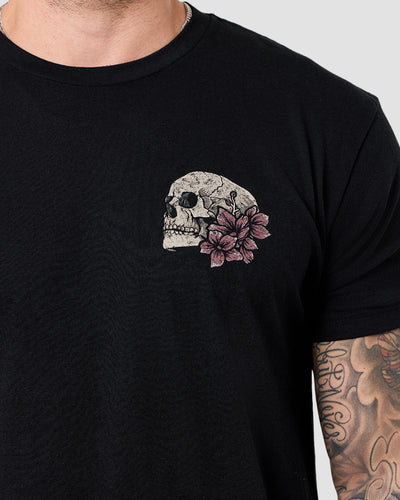 Eternal Blossom Tee-Black-Regular-Detail--Model---L