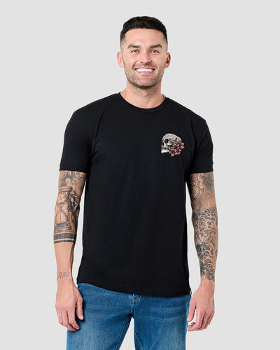 Eternal Blossom Tee-Black-Regular-Front--Model---L