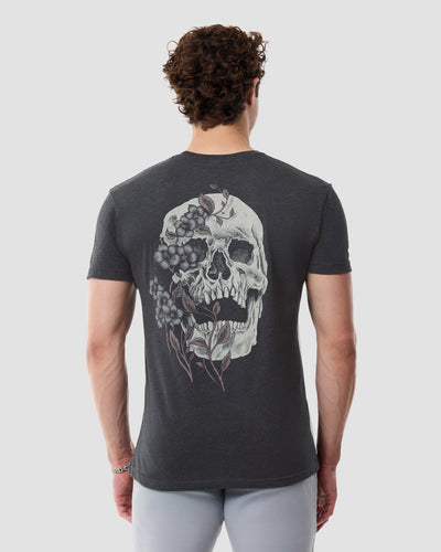 Bone Blossom Tee-Charcoal-Regular-Back--Model---L
