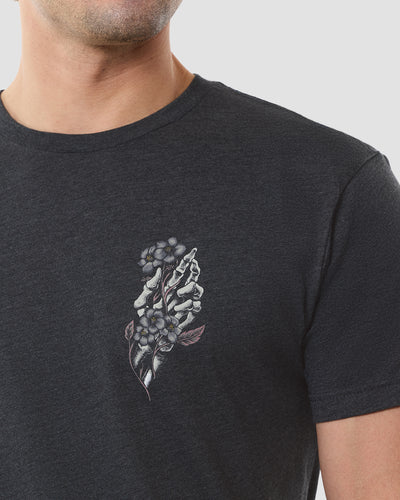 Bone Blossom Tee-Charcoal-Regular-Detail--Model---L
