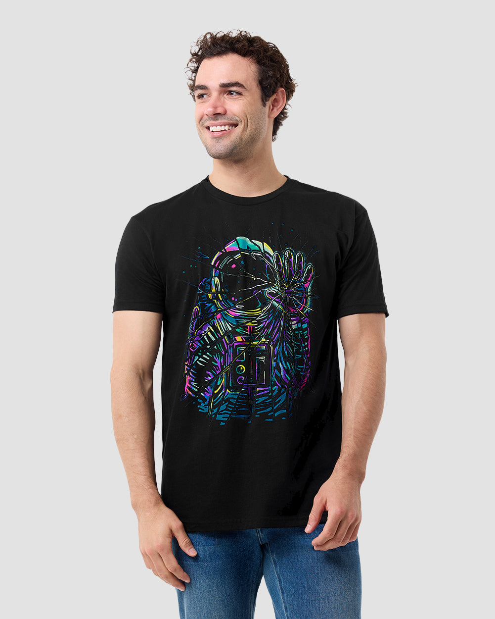 Cosmic Fracture Tee-Black-Regular-Front--Model---L