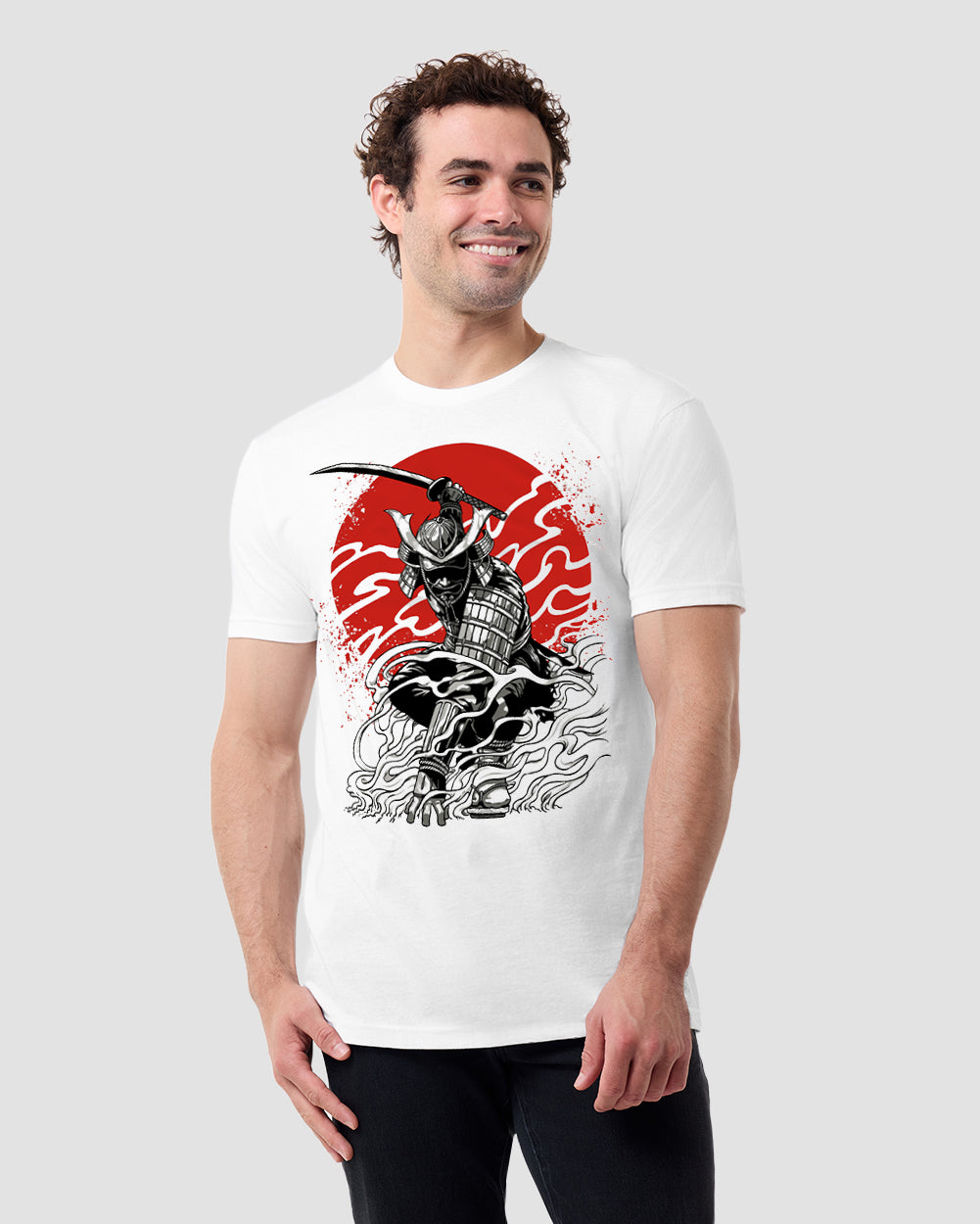 Crimson Blade Tee-White-Regular-Front--Model---L