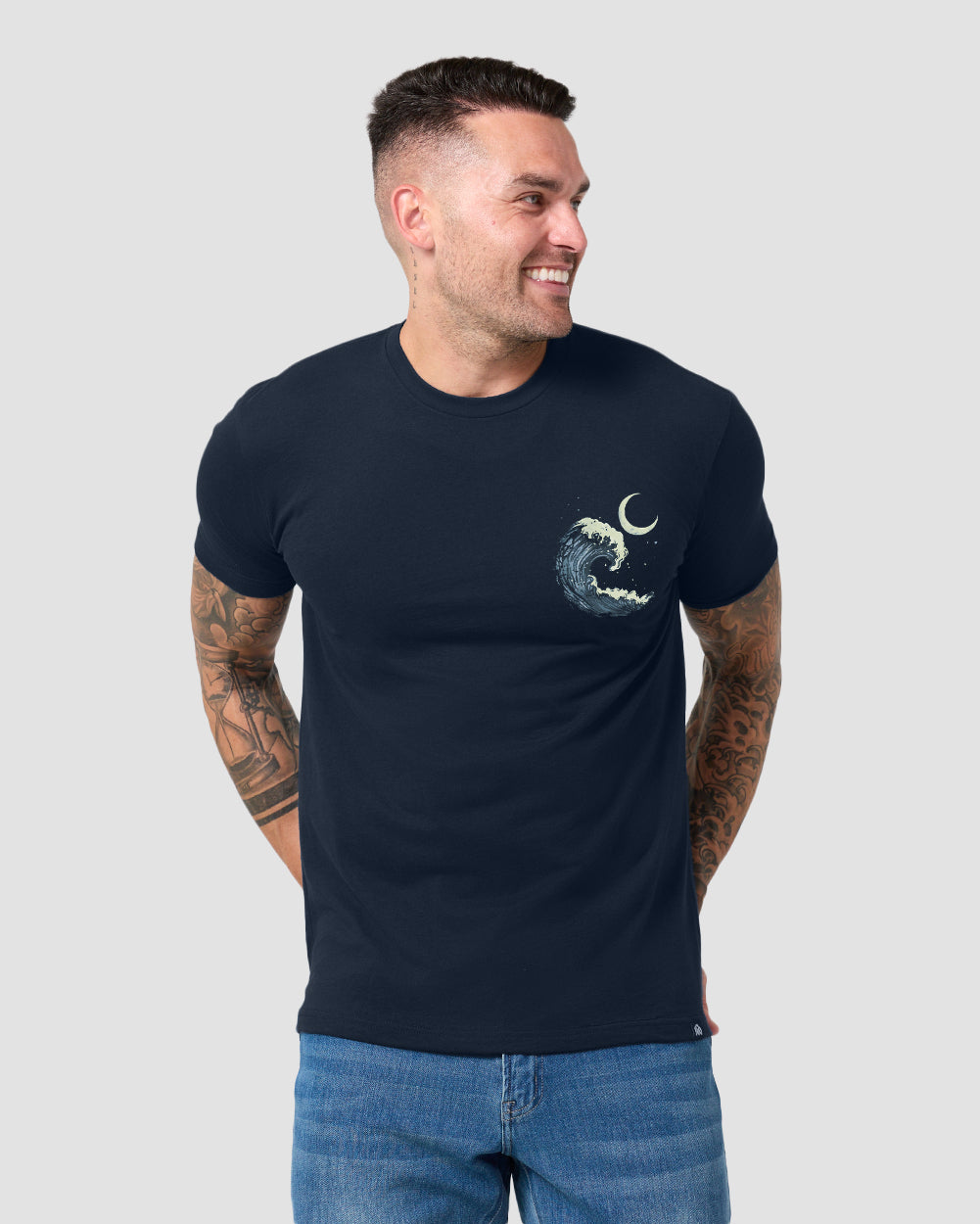 Deep Siege Tee-Sueded Navy-Regular-Front--Model---L