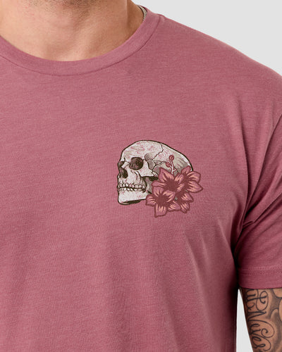 Eternal Blossom Tee-Heather Mauve-Regular-Detail--Model---L