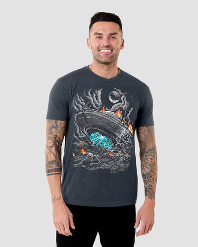 Fallen Vessel Tee-Charcoal-Regular-Front--Model---L