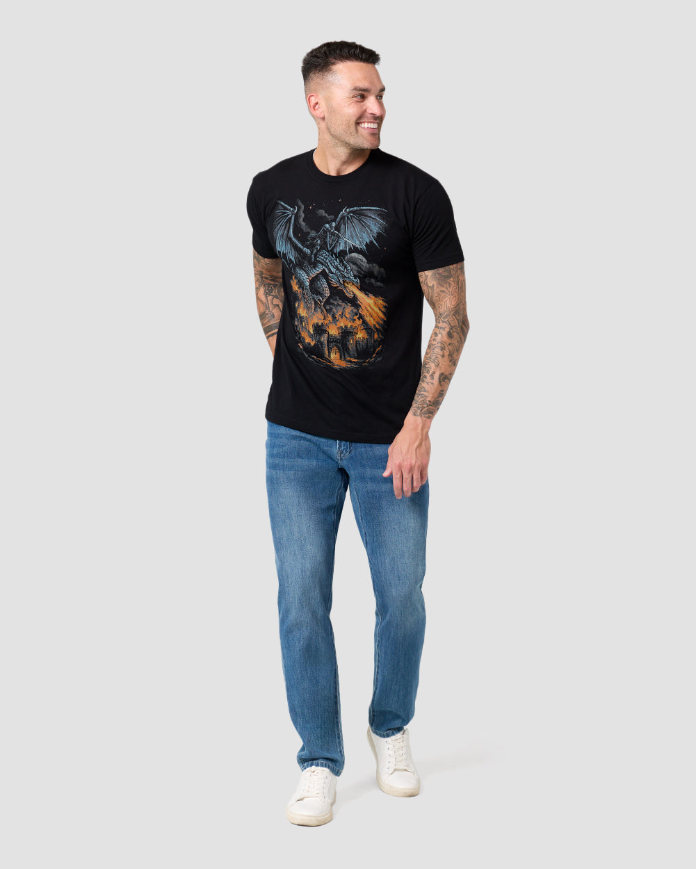 Fire Reign Tee-Black-Regular-Full--Model---L